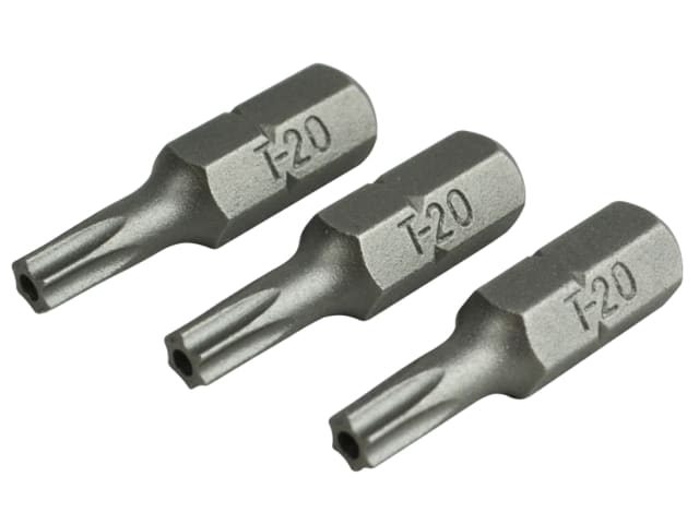 Security S2 Grade Steel Screwdriver Bits T20S x 25mm (Pack 3)