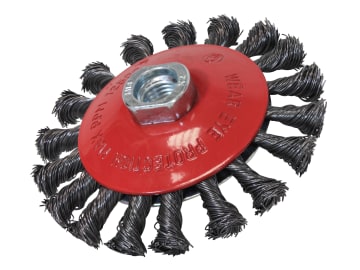 Conical Wire Brush 100mm M10x1.5 Bore, 0.50mm Wire