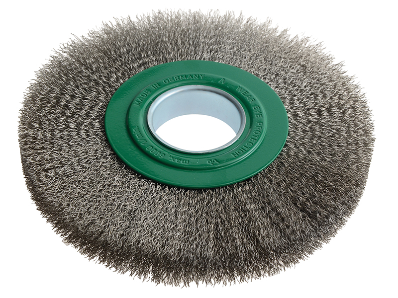 Wheel Brush D200mm x W24-27 x 50 Bore Stainless Steel Wire 0.30