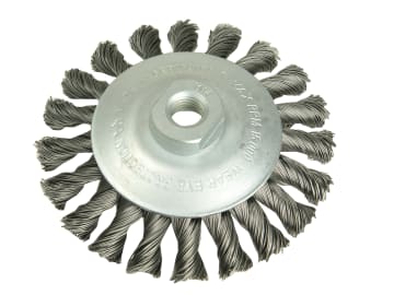 Conical Knot Brush 100mm M10 Bore, 0.50 Steel Wire