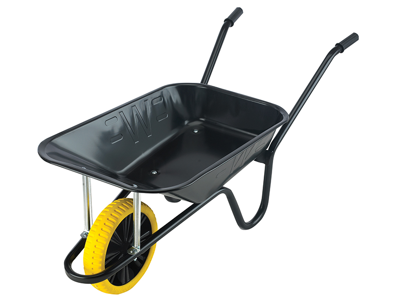 85L Contractor Black Heavy-Duty Builder's Wheelbarrow - Puncture Proof