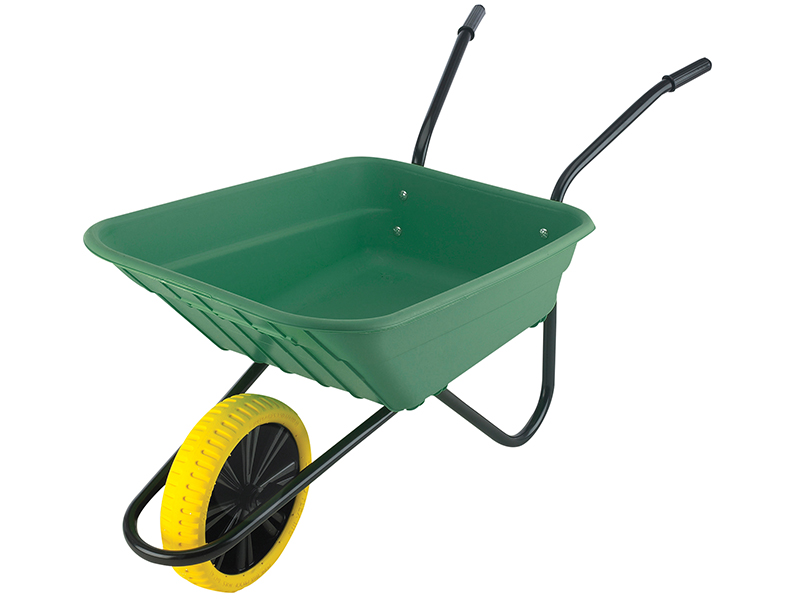 90L Green Polypropylene Wheelbarrow - Puncture Proof