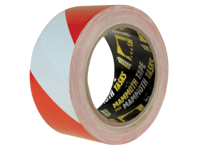 PVC Hazard Tape Red / White 50mm x 33m