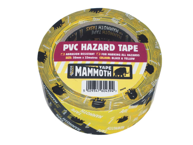 PVC Hazard Tape Black / Yellow 50mm x 33m