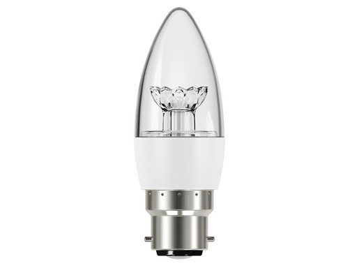 [ENGS8854] LED BC (B22) Clear Candle Dimmable Bulb, Warm White 470 lm 5.9W