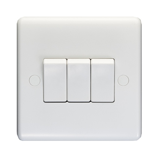 [CAR PL3032] Enhance White Plastic 10A 3 Gang 2 Way Switch