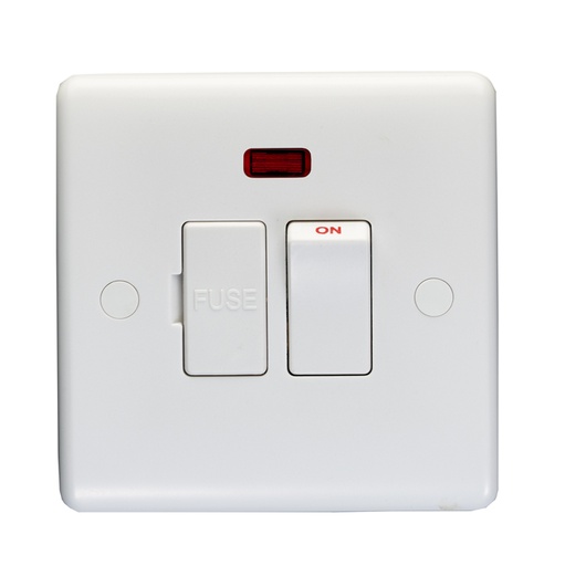 [CAR PL4191] Enhance White Plastic 13A Switched Fused Spur C/W Neon