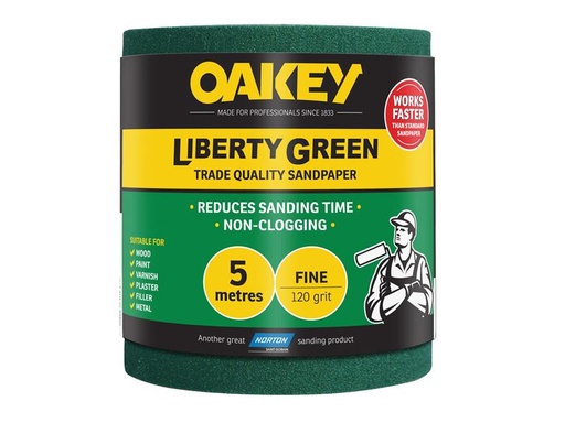 [OAK63844] Liberty Green Sanding Roll 115mm x 5m Fine 120G