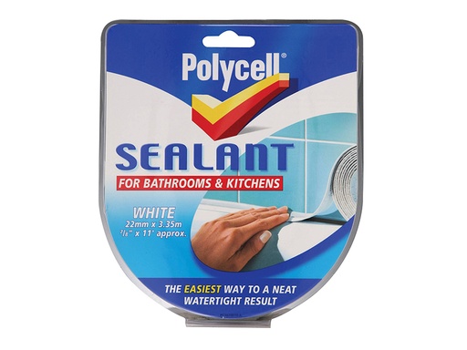 [PLCSSBKWH22] Sealant Strip Kitchen / Bathroom White 22mm