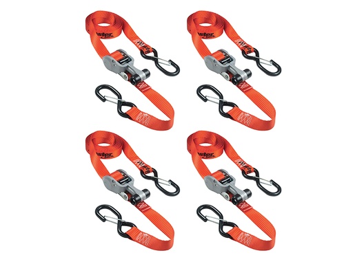 [MLK3236E] Ratchet Tie-Down S-Hooks 4.25m Red 4 Piece