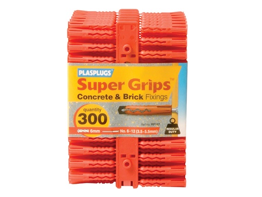 [PLARP187] RP 187 Solid Wall Super Grips Fixings Red (300)