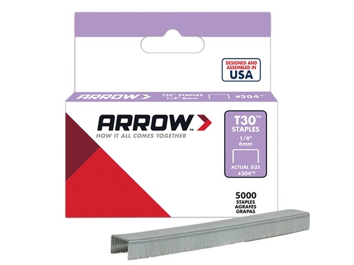 [ARR304IP] T30 Staples 304IP 6mm (1/4in) (Box 5040)