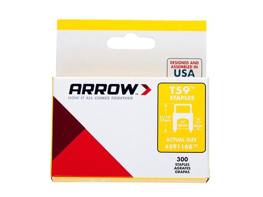 [ARR591168] T59 Insulated Staples Clear 6 x 6mm (Box 300)