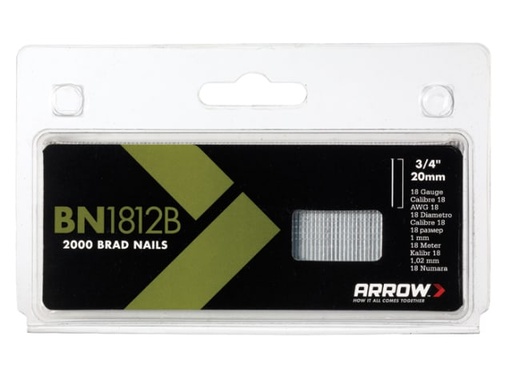 [ARRBN1812B] BN1812B Brad Nails 20mm Brown Head (Pack 2000)