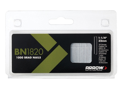 [ARRBN1820] BN1820 Brad Nails 32mm 18g (Pack 1000)