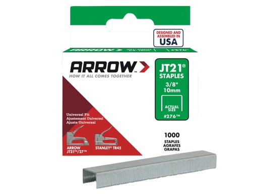 [ARRJT2138S] JT21 T27 Staples 10mm (3/8in) (Box 1000)