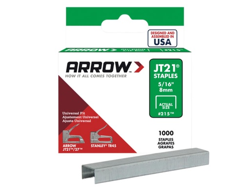 [ARRJT21516S] JT21 T27 Staples 8mm ( 5/16in) (Box 1000)