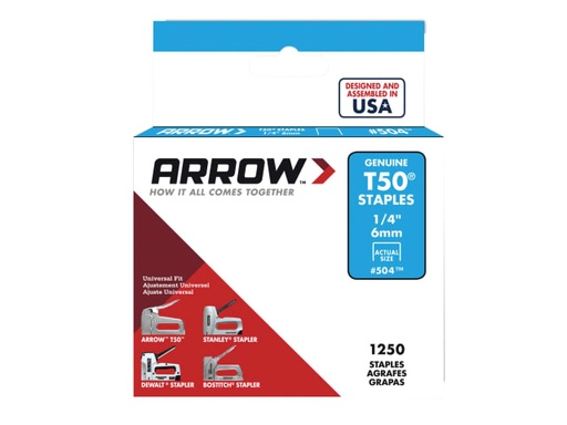 [ARRT5014S] T50 Staples 6mm (1/4in) (Box 1250)