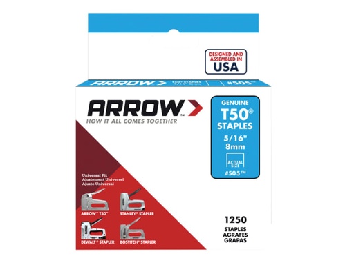 [ARRT50516S] T50 Staples 8mm (5/16in) (Box 1250)