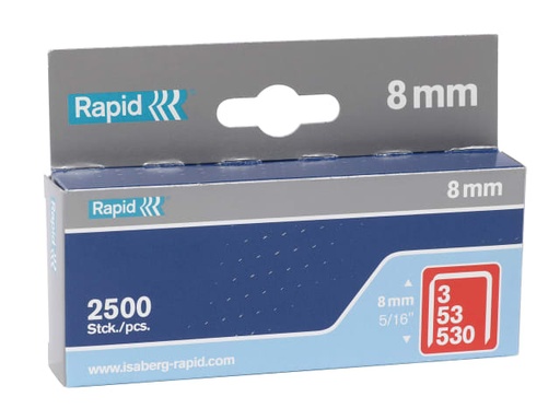 [RPD538B2500] 53/8B 8mm Galvanised Staples (Box 2500)