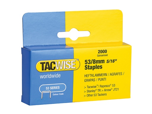 [TAC0335] 53 Light-Duty Staples 8mm (Type JT21  A) (Pack 2000)