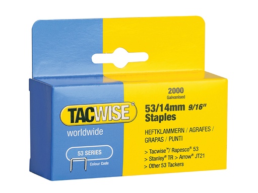 [TAC0338] 53 Light-Duty Staples 14mm (Type JT21  A) (Pack 2000)