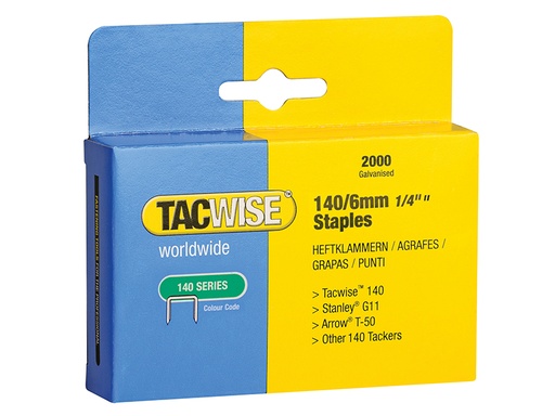 [TAC0345] 140 Heavy-Duty Staples 6mm (Type T50  G) (Pack 2000)