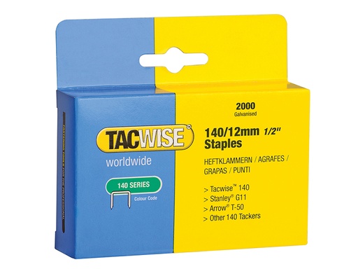 [TAC0348] 140 Heavy-Duty Staples 12mm (Type T50  G) (Pack 2000)