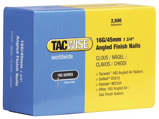 [TAC0771] 16G Angled Finish Nails 45mm for DC618K (Pack 2500)