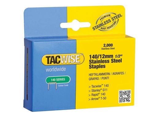 [TAC1220] 140 Stainless Steel Staples 12mm (Pack 2000)