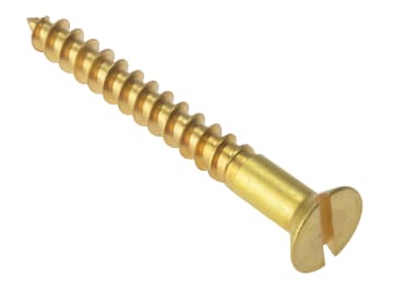 [FORCSK11212B] Wood Screw Slotted CSK Solid Brass 1.1/2in x 12 Box 200