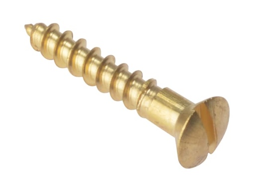 [FORRAH18BR] Wood Screw Slotted Raised Head ST Solid Brass 1in x 8 Box 200