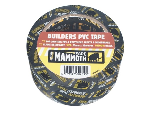 [EVB2BTBK75] Builder's PVC Tape 75mm x 33m Black