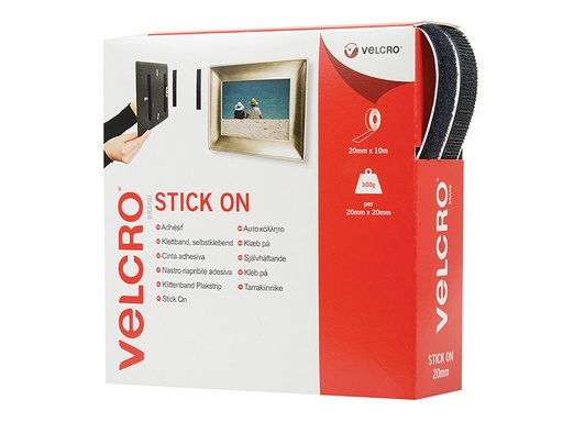 [VEL60220] VELCRO® Brand Stick On Tape 20mm x 10m Black