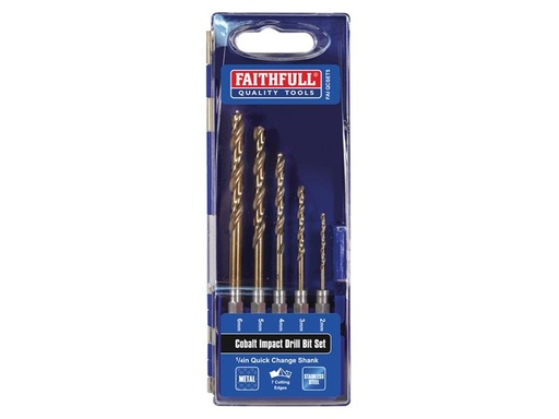 [FAIQCSET5] HSSE M35 Cobalt Quick-Change Impact Drill Bit Set, 5 Piece