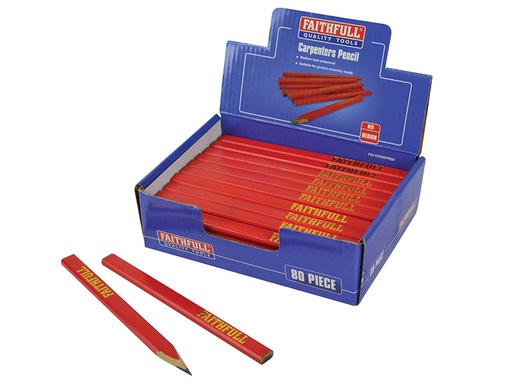 [FAICPDISPR80] Carpenter's Pencils - Red / Medium (Display 80)