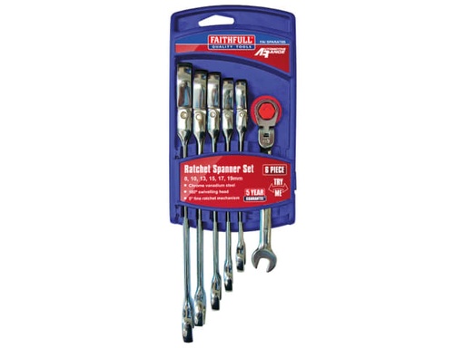 [FAISPARAT6S] Ratchet Combination Spanner Flex Head Set, 6 Piece