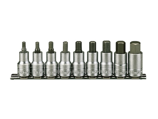 [TENM1212] M1212 Socket Clip Rail Hex Set of 9 Metric 1/2in Drive