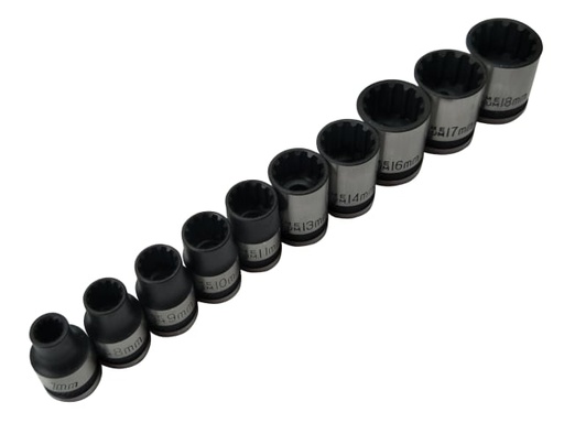 [B/S1543] 3/8in Drive Spline Socket Set Metric, 10 Piece