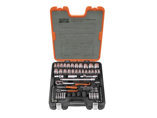 [BAHS800] S800 1/4 & 1/2in Drive Socket Set, 77 Piece