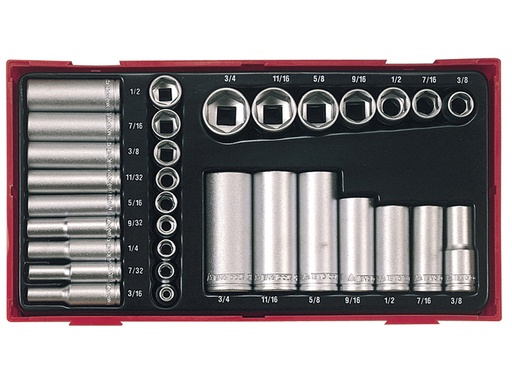 [TENTTAF32] TTAF32 Regular/Deep Socket Set, 32 Piece - 1/4 & 3/8in Drive