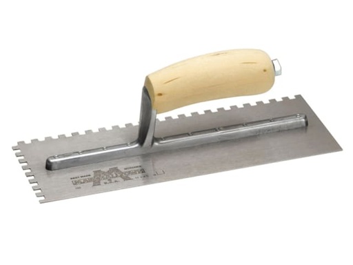 [M/T702S] M702S Notched Trowel Square 1/4in Wooden Handle 11 x 4.1/2in