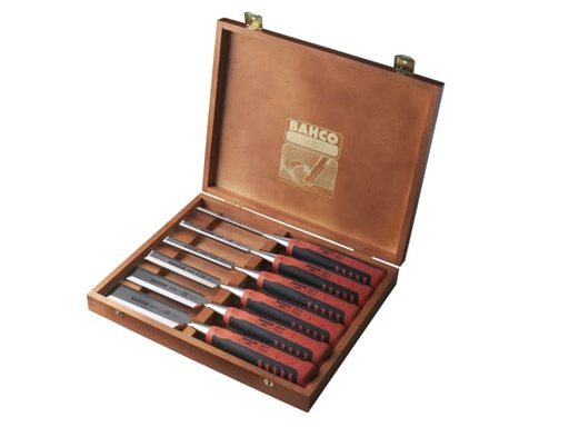 [BAH424PS6] 424P-S6 Bevel Edge Chisel Set in Wooden Box, 6 Piece