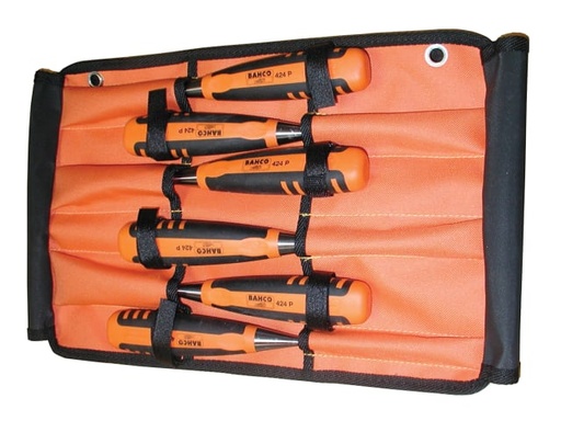 [BAH424PS6ROL] 424-P Bevel Edge Chisel Set in Roll, 6 Piece