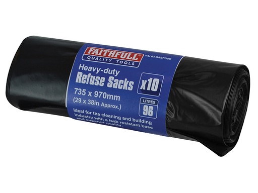 [FAIBAGREFUSE] Heavy-Duty Black Refuse Sacks (Roll 10)