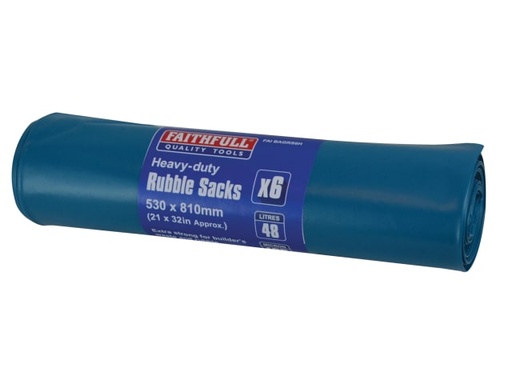 [FAIBAGRS6H] Blue Heavy-Duty Rubble Sacks (Roll 6)