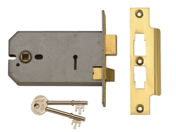 [UNNY2077PL6] 2077-6 3 Lever Horizontal Mortice Lock Polished Brass 149mm