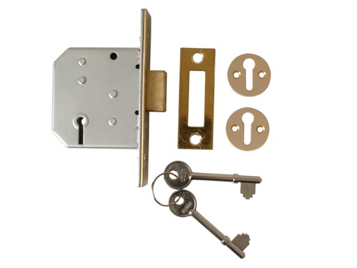 [UNNY2177PL25] 2177 3 Lever Mortice Deadlock Polished Brass 65mm 2.5in Visi