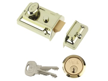 [YALP77BLX] P77 Traditional Nightlatch 60mm Backset Brasslux Finish Visi