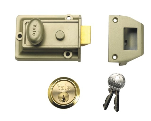 [YALP77ENBPB] P77 Traditional Nightlatch 60mm Backset Nickel Brass Finish Visi